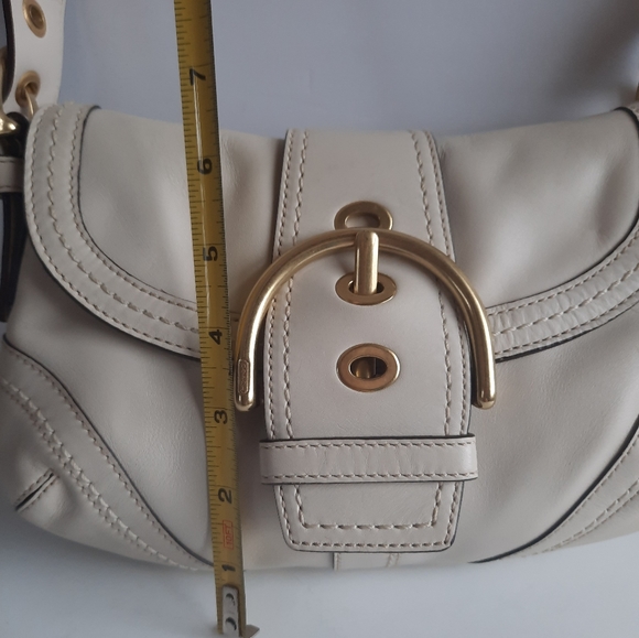 COACH WHITE LEATHER MINI SIGNATURE SOHO SMALL HOBO HANDBAG SATCHEL SHOULDER - Picture 5 of 10